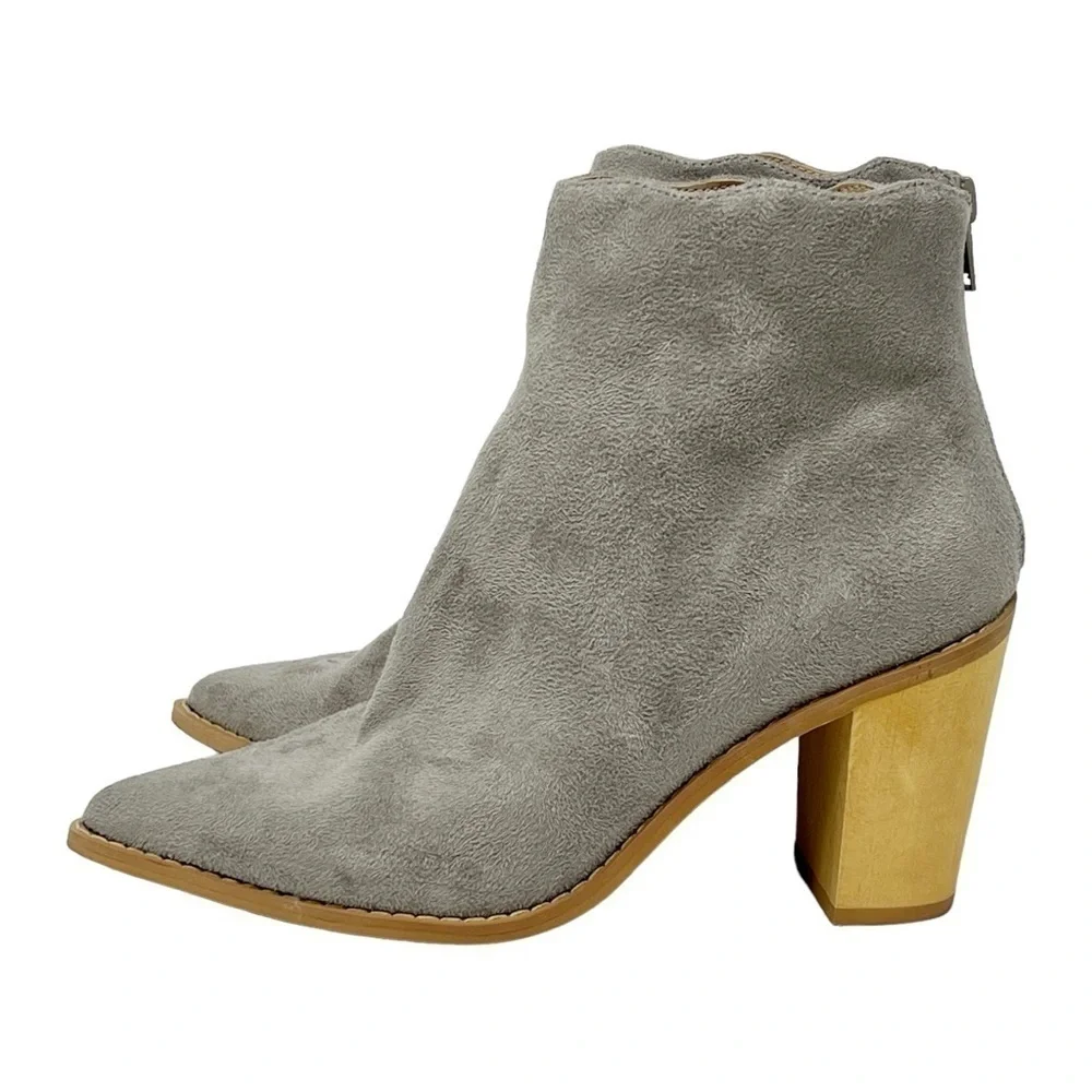 LASCANA Grey Ankle Wavy Edge Booties